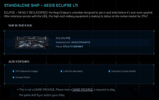 Aegis Eclipse original concept LTI ship in Star Citizen