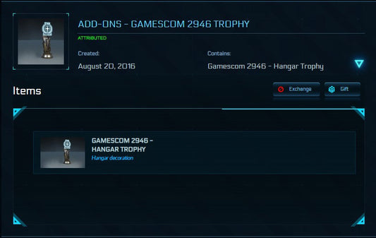 Gamescom 2946 Hangar Trophy