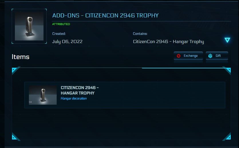 Citizencon 2946 Hangar Trophy