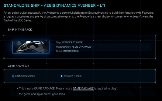 Aegis Avenger Stalker original concept LTI ship in Star Citizen